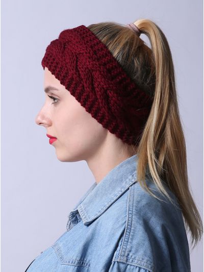 axy Damen Strick Stirnband Winter Haarband, Headband gestrickt-Rot