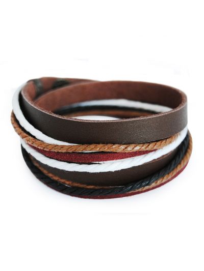 axy Wickelarmband aus Leder & Braun Rot Seil